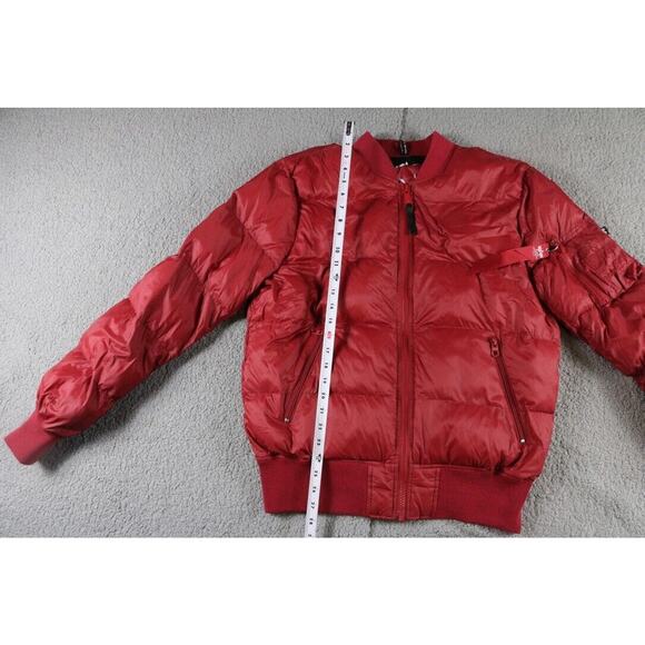 Alpha Industries Bomber Jacket Large Mens Red Zip USA Coat - Picture 6 of 7